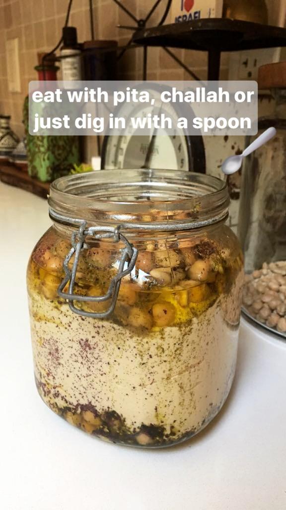 Eat with pita, challah... Hummus with chickpeas in jarJPG